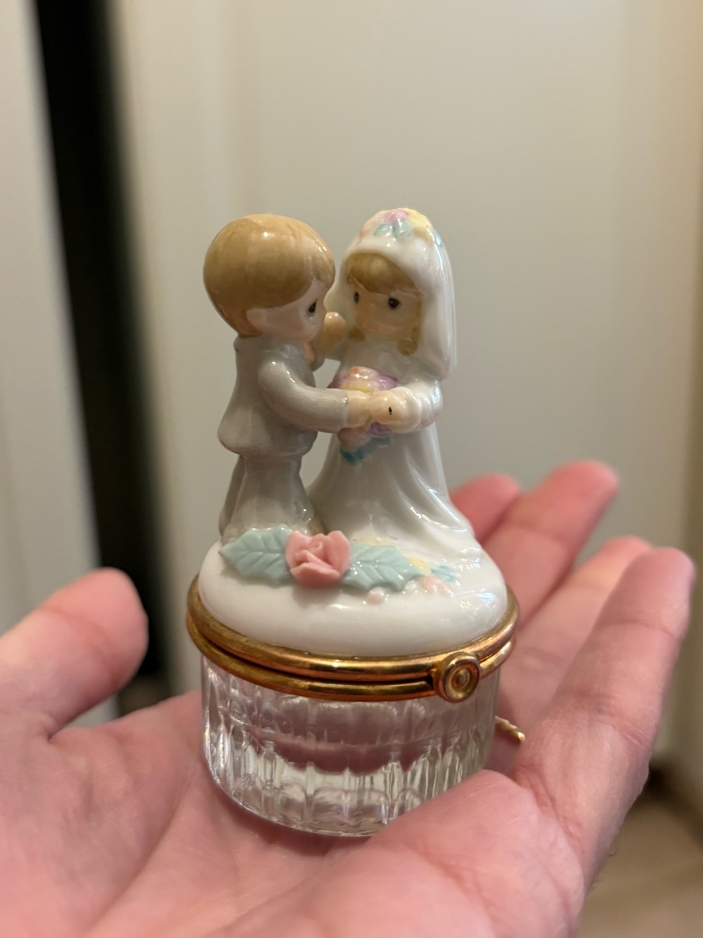 Vintage Precious Moments Bride and Groom Trinket Box